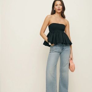 NWT Reformation Simone Knit Top, black, medium